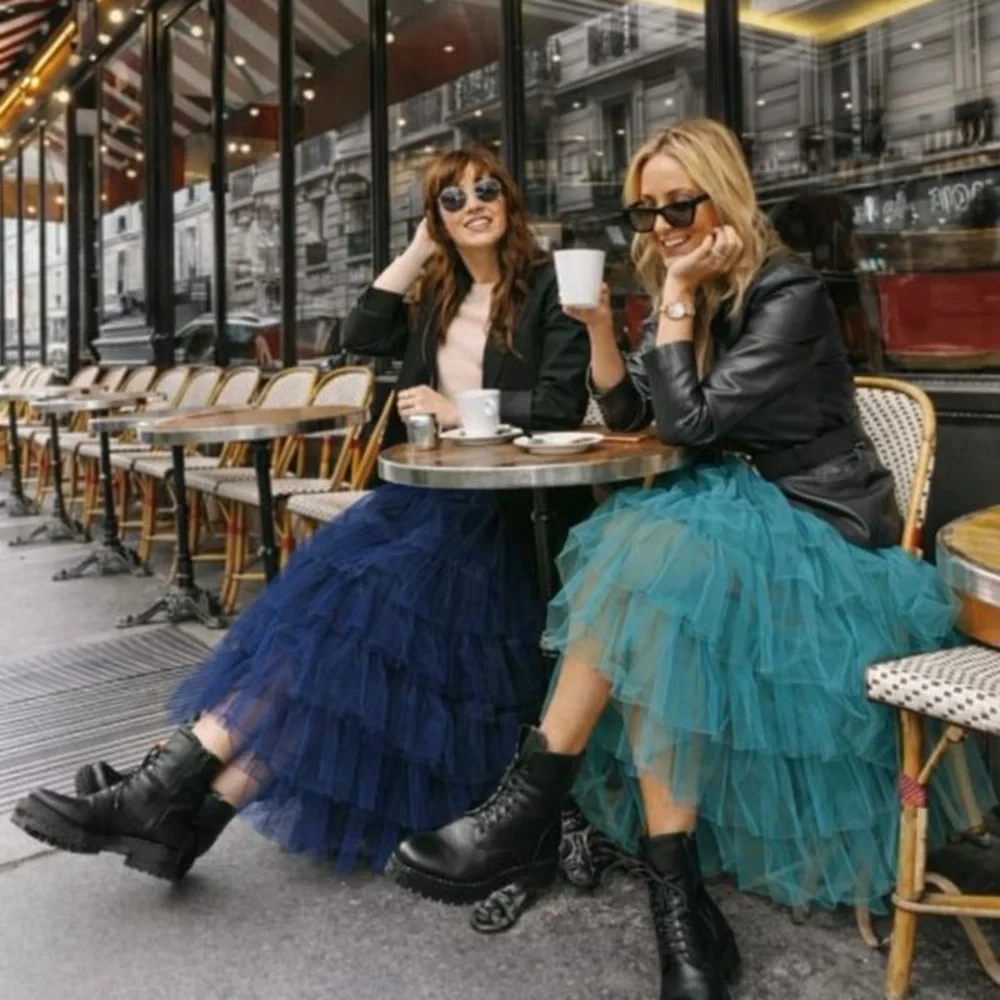 Hand Crafted Midnight Blue Tulle Skirt - Picture 1 of 5